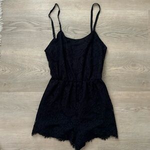 Alice + Olivia black lace festival romper, size 6